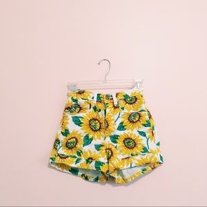 High waisted sunflower shorts